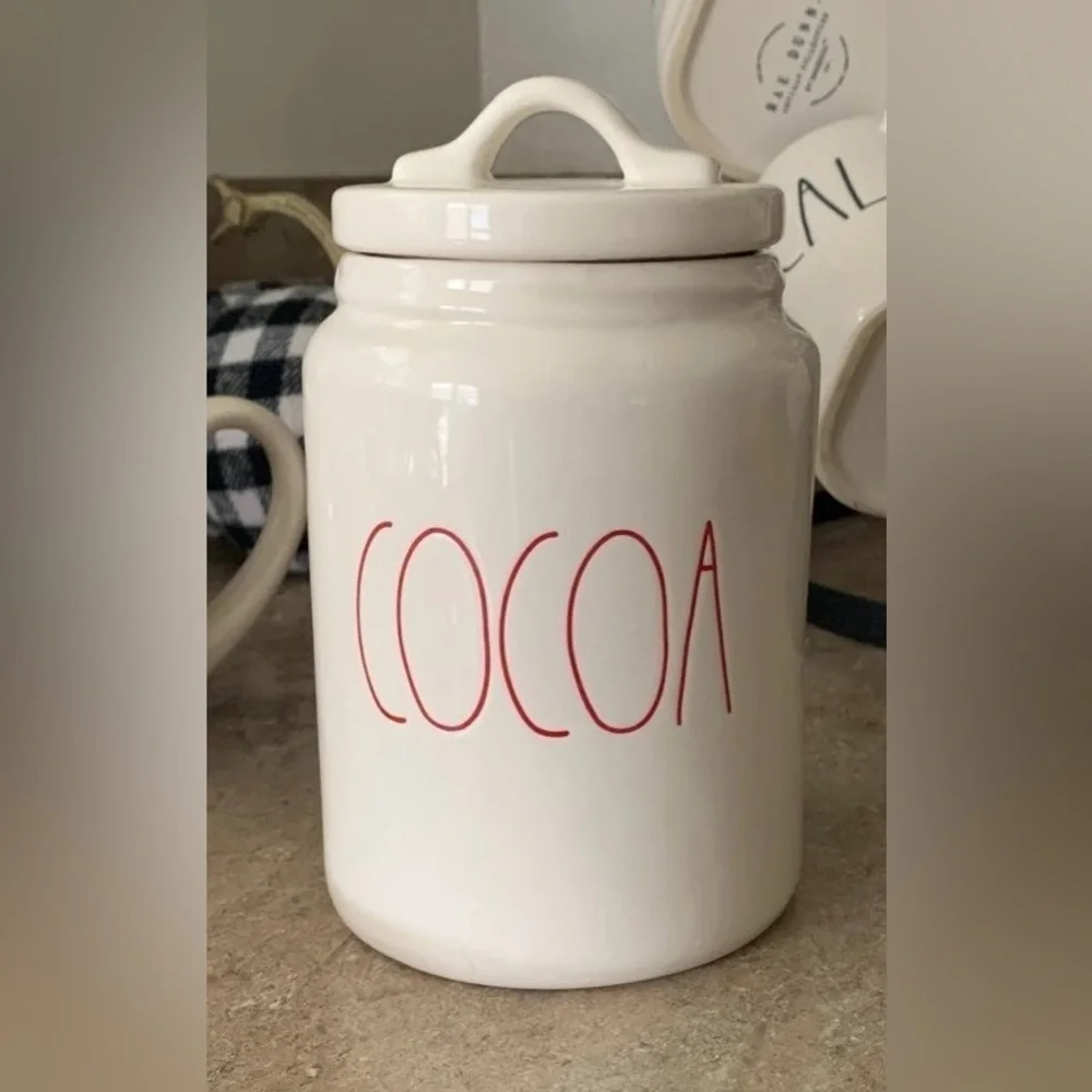 Rare Vintage Rae Dunn Double-Sided COCOA Canister Artisan Collection HTF 7.5”